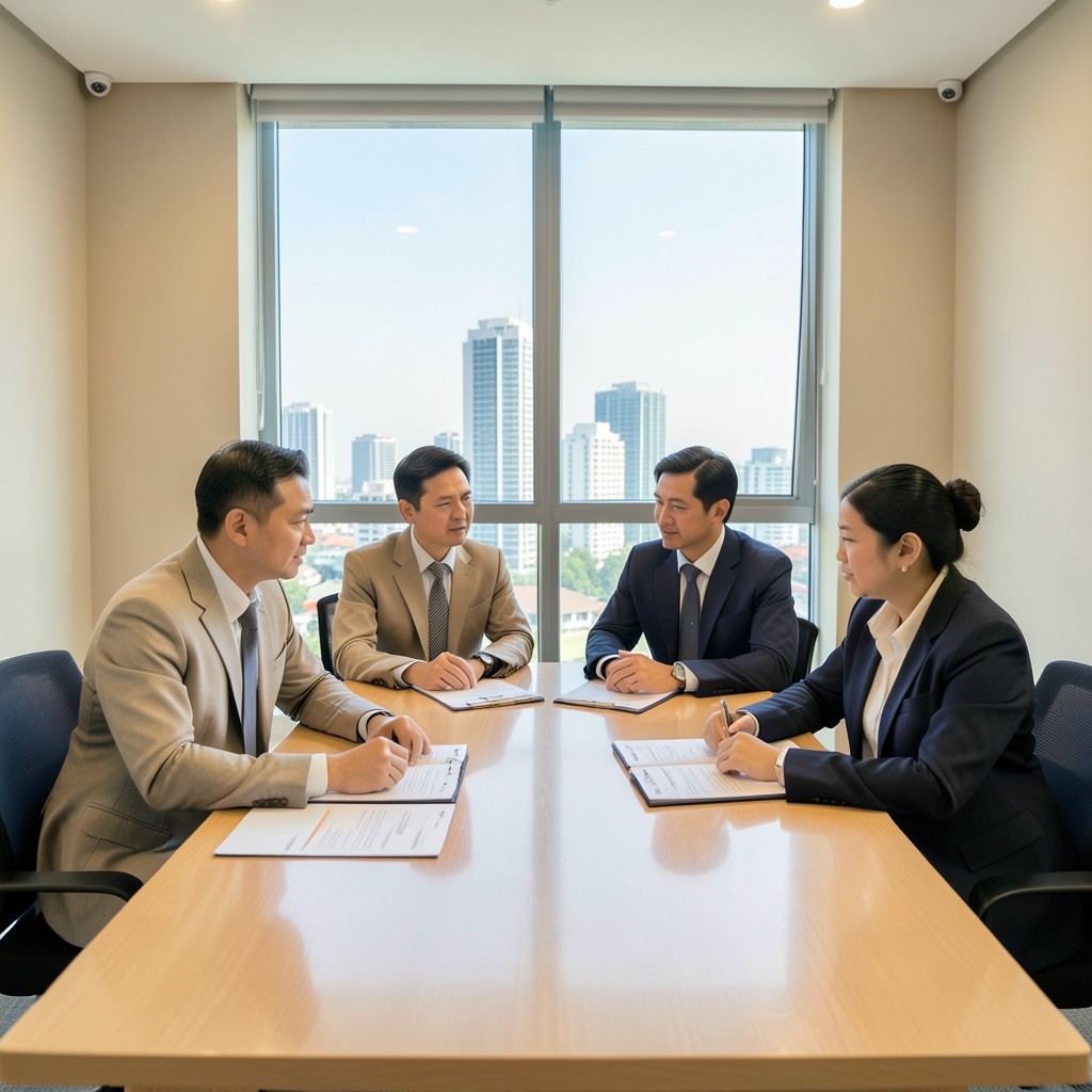 Small team around a table during an operations briefing workshop